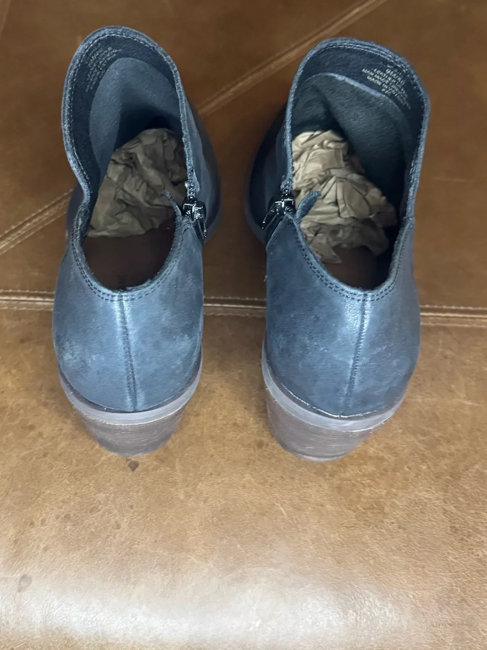 Lucky Brand black Leather Wedge Ankle Booties